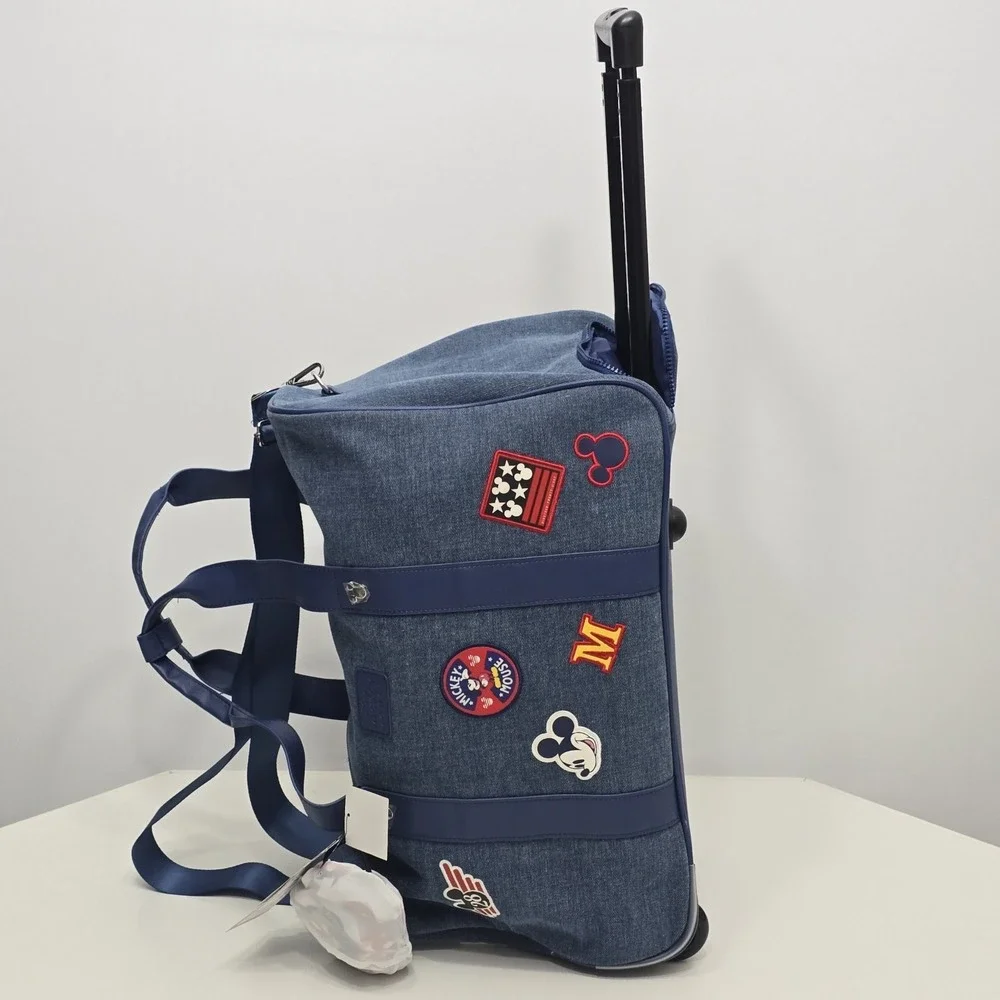 Disney Mickey Mouse Bioworld Wheeled Duffle Bag Set Blue Denim Style